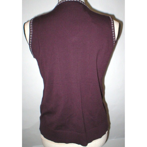 NWT Womens Worth New York Designer Sweater M Merlot Dark Red Wine Stitched V Top - Picture 7 of 9